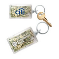 USA Made, Rectangle Shaped Key Tag filled with Shredded Genuine US Currency